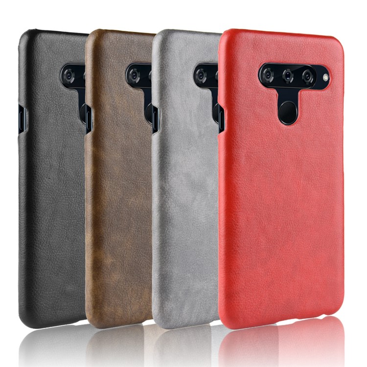 Litchi Skin Leather Coated Hard PC Case for LG V40 ThinQ - Black-7