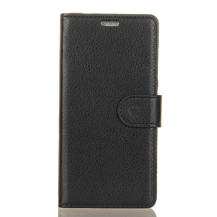 Litchi Skin Wallet Leather Stand Case for LG G7 One - Black-2