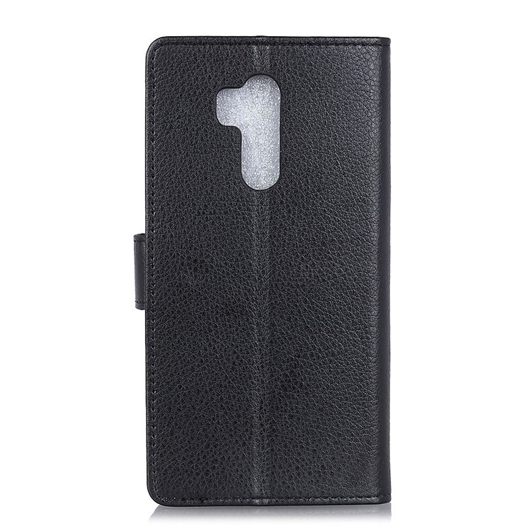 Litchi Skin Wallet Leather Stand Case for LG G7 One - Black-5