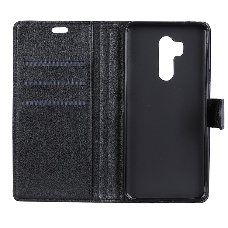 Litchi Skin Wallet Leather Stand Case for LG G7 One - Black-6