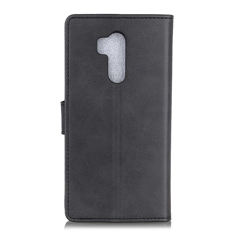 Matte Skin Wallet Leather Stand Case for LG G7 One - Black-7