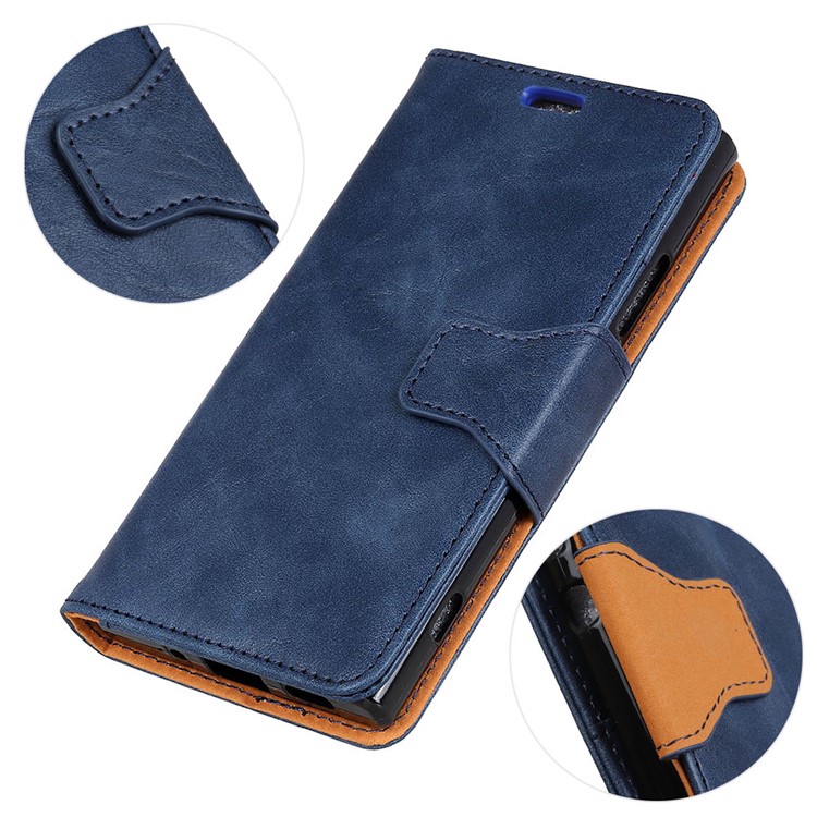 Crazy Horse Magnetic Leather Stand Case for LG G7 One - Blue-2