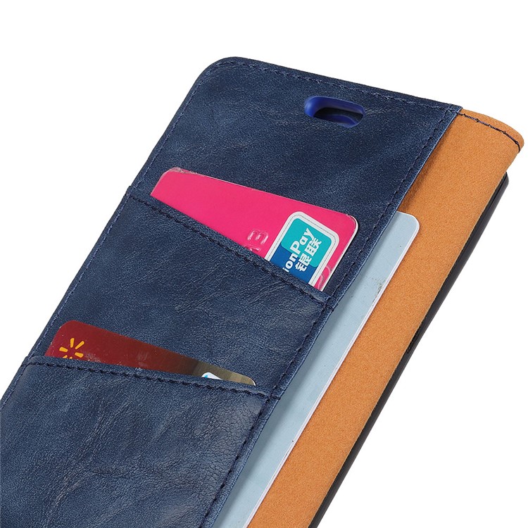 Crazy Horse Magnetic Leather Stand Case for LG G7 One - Blue-3