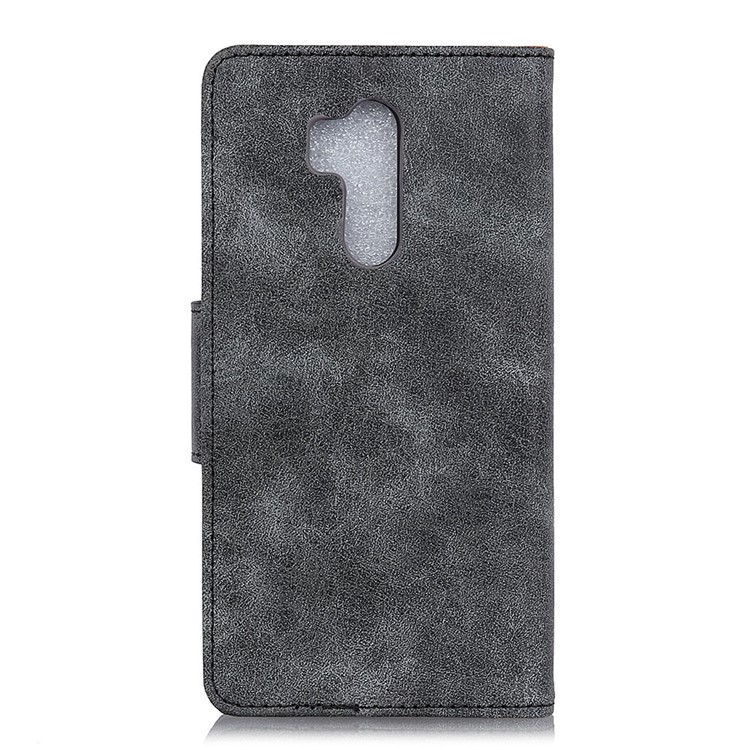 Vintage Style Split Leather Stand Magnetic Wallet Case for LG G7 One - Grey-7