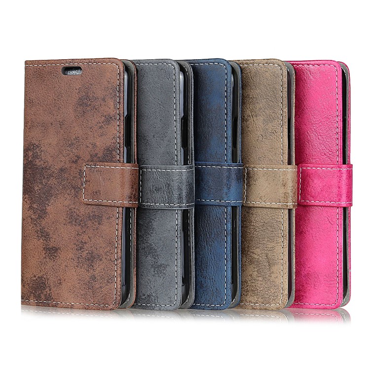 Vintage Style Wallet PU Leather Stand Protective Case for LG G7 Fit - Grey-7