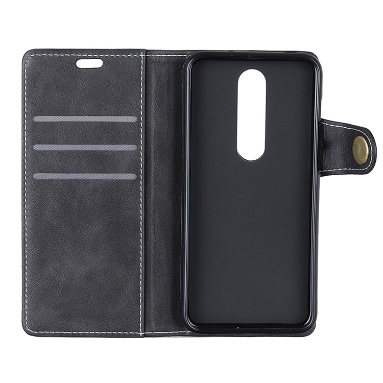 S Shape Textured PU Leather Magnetic Case for LG G7 Fit - Black-4