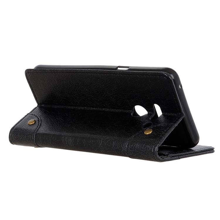 Nappa Texture PU Leather Phone Casing with Stand Wallet for LG G8 ThinQ - Black-3