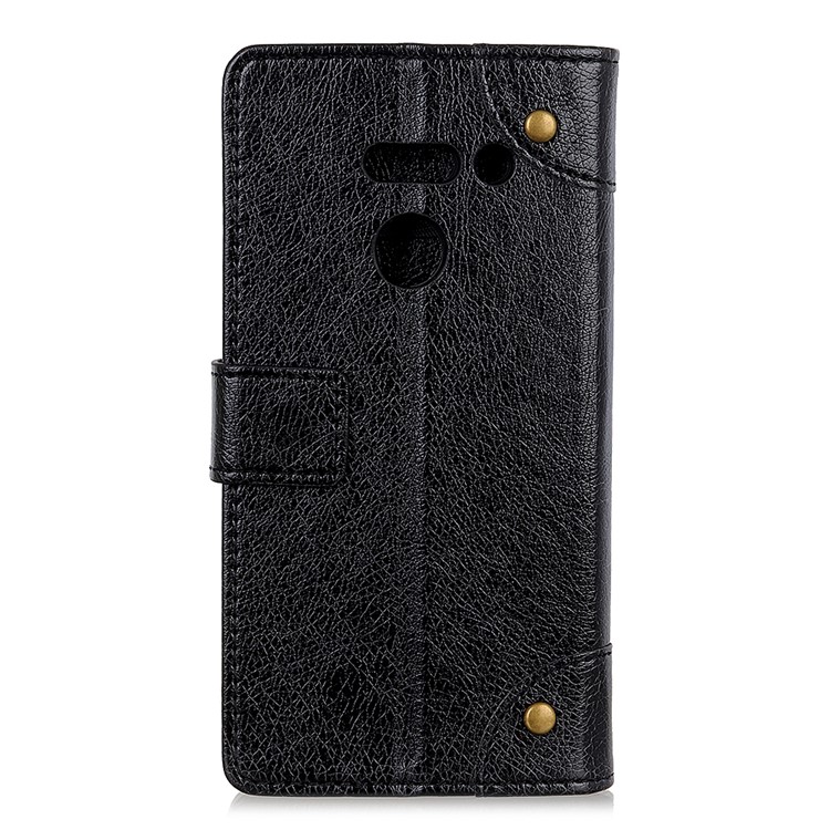 Nappa Texture PU Leather Phone Casing with Stand Wallet for LG G8 ThinQ - Black-5