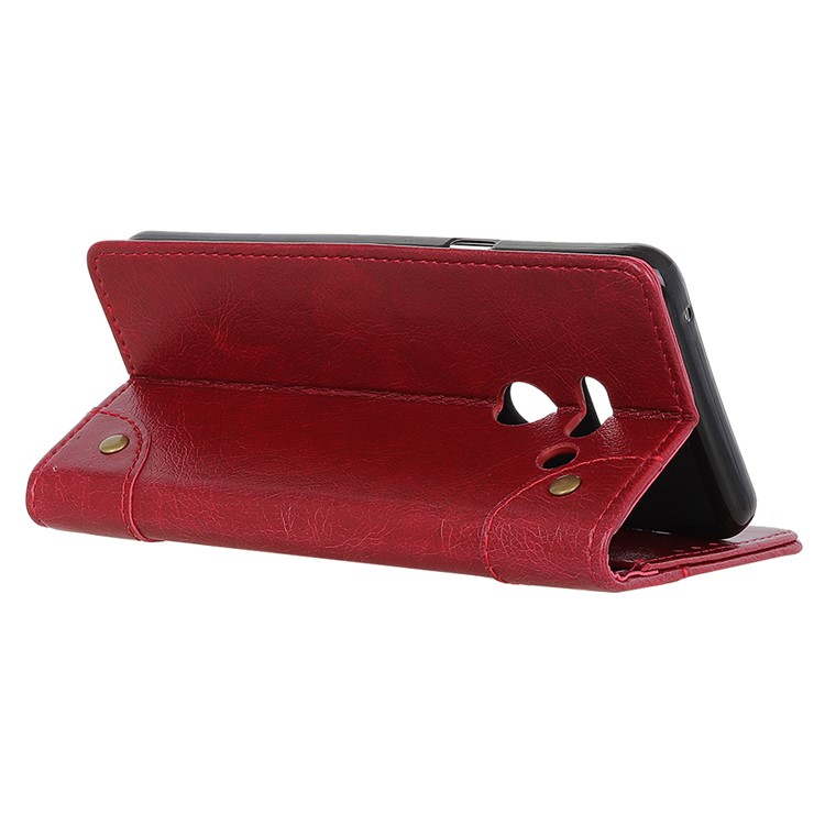 Nappa Texture PU Leather Phone Casing with Stand Wallet for LG G8 ThinQ - Red-9