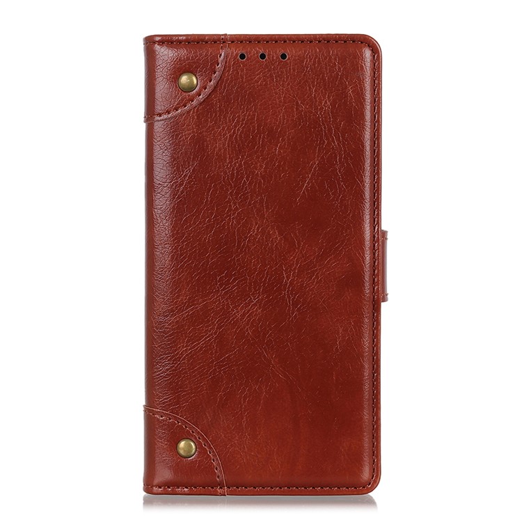 Nappa Texture PU Leather Phone Casing with Stand Wallet for LG G8 ThinQ - Brown-1