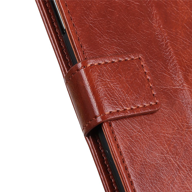 Nappa Texture PU Leather Phone Casing with Stand Wallet for LG G8 ThinQ - Brown-3