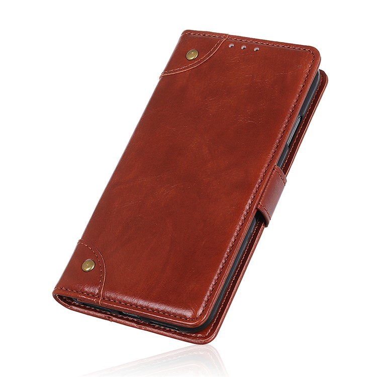 Nappa Texture PU Leather Phone Casing with Stand Wallet for LG G8 ThinQ - Brown-4