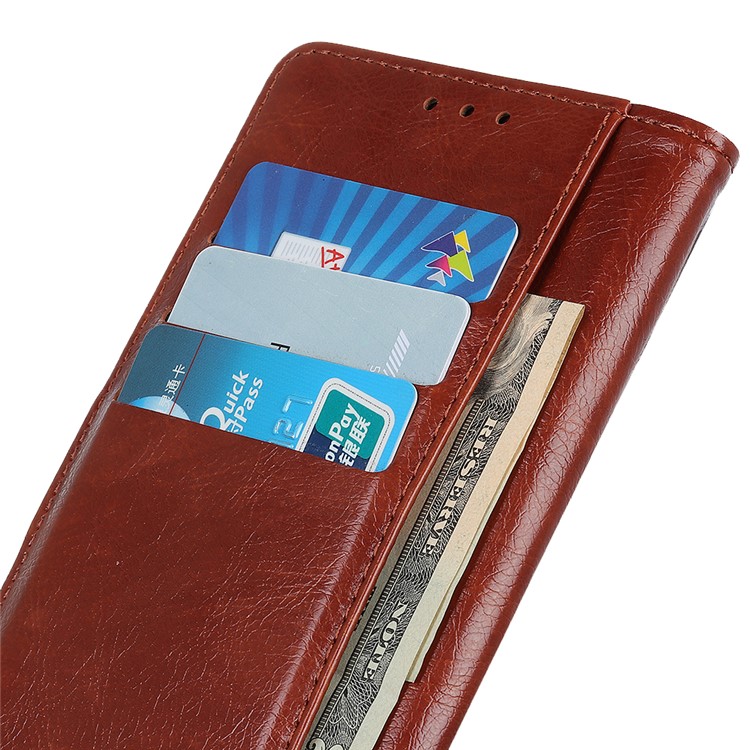Nappa Texture PU Leather Phone Casing with Stand Wallet for LG G8 ThinQ - Brown-6