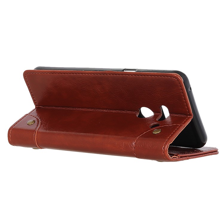 Nappa Texture PU Leather Phone Casing with Stand Wallet for LG G8 ThinQ - Brown-8