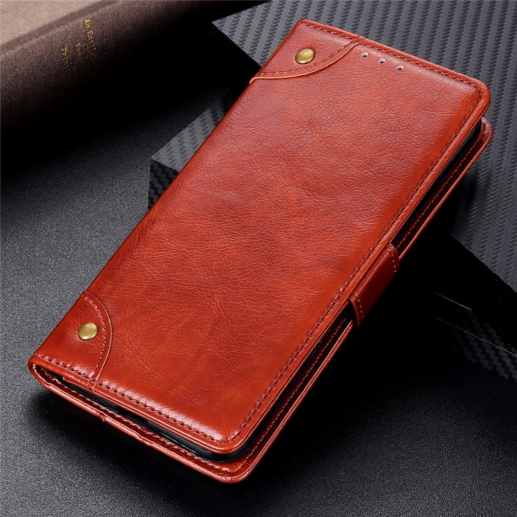 Nappa Texture PU Leather Phone Casing with Stand Wallet for LG G8 ThinQ - Brown-9
