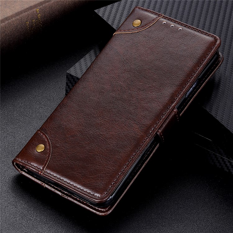 Nappa Texture PU Leather Phone Casing with Stand Wallet for LG G8 ThinQ - Coffee-8