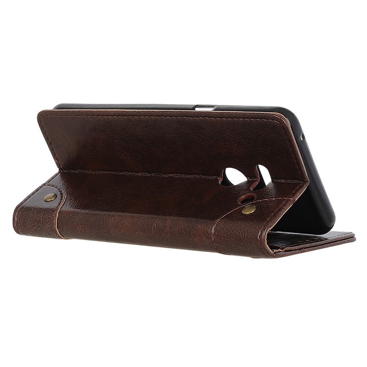 Nappa Texture PU Leather Phone Casing with Stand Wallet for LG G8 ThinQ - Coffee-10