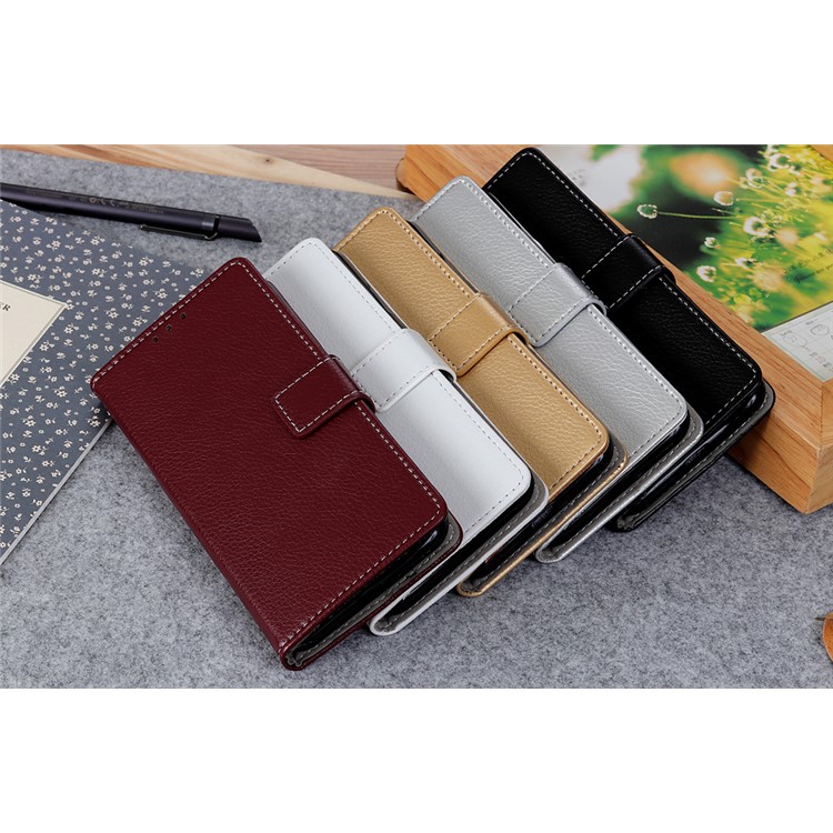 Litchi Texture Wallet Stand Leather Protector Cover for LG G8 ThinQ - White-10