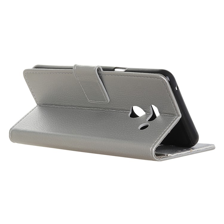 Litchi Texture Wallet Stand Leather Protector Cover for LG G8 ThinQ - Silver-9