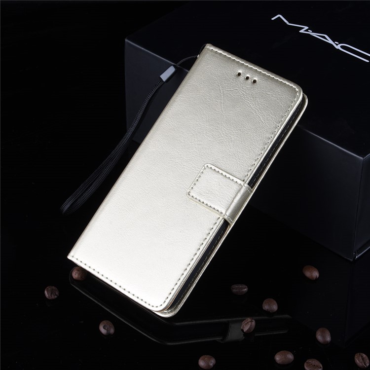 For LG G8 ThinQ Crazy Horse Wallet Leather Mobile Phone Cover - Gold-5