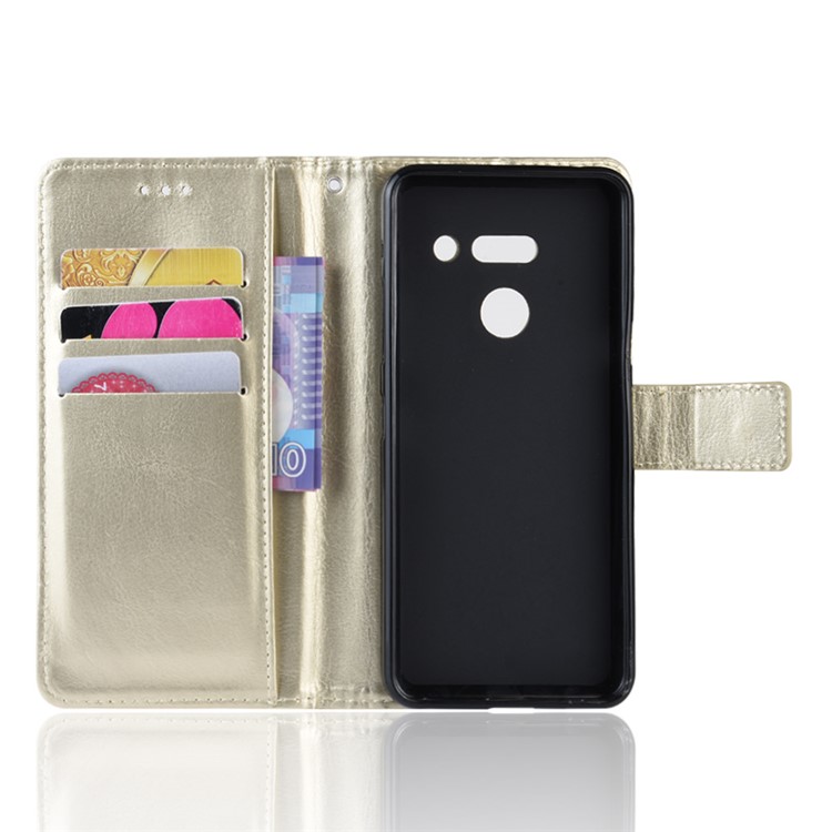 For LG G8 ThinQ Crazy Horse Wallet Leather Mobile Phone Cover - Gold-6