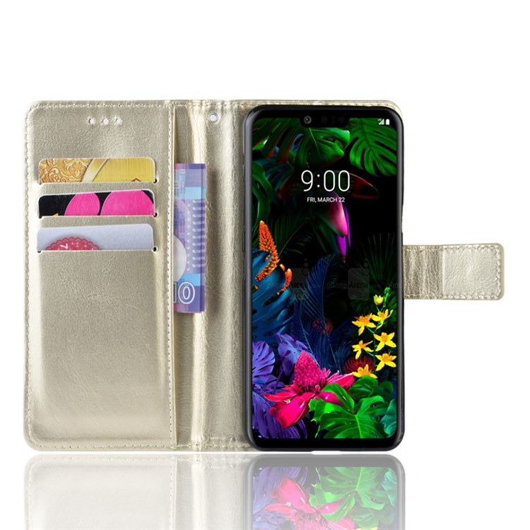 For LG G8 ThinQ Crazy Horse Wallet Leather Mobile Phone Cover - Gold-7