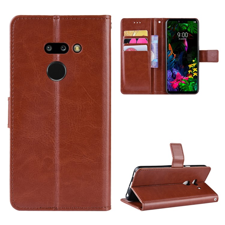 For LG G8 ThinQ Crazy Horse Wallet Leather Mobile Phone Cover - Brown-1