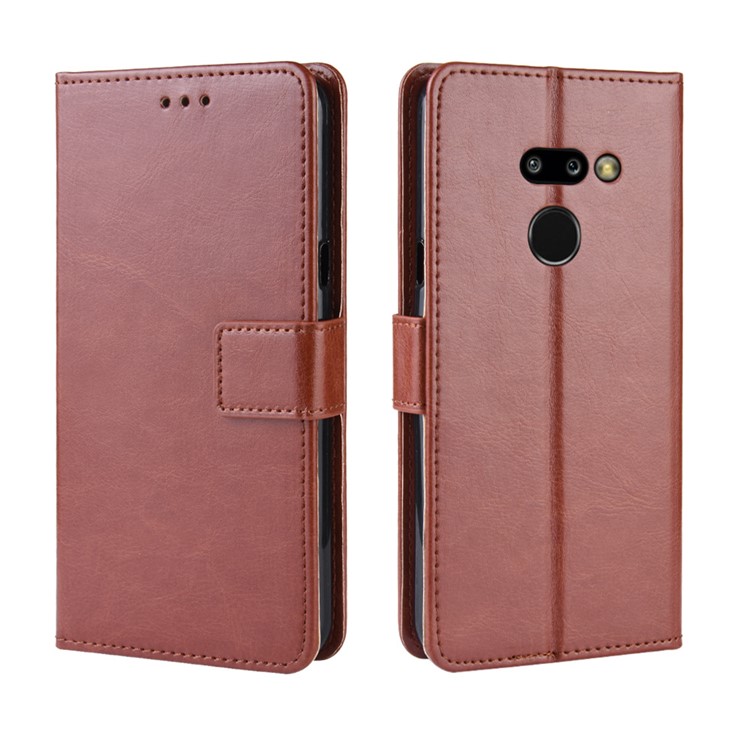 For LG G8 ThinQ Crazy Horse Wallet Leather Mobile Phone Cover - Brown-2