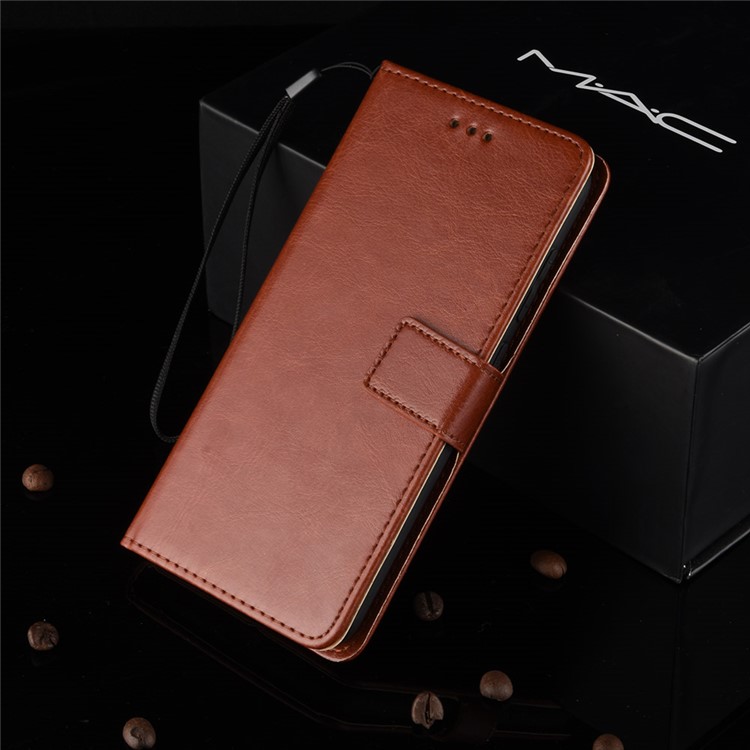 For LG G8 ThinQ Crazy Horse Wallet Leather Mobile Phone Cover - Brown-4