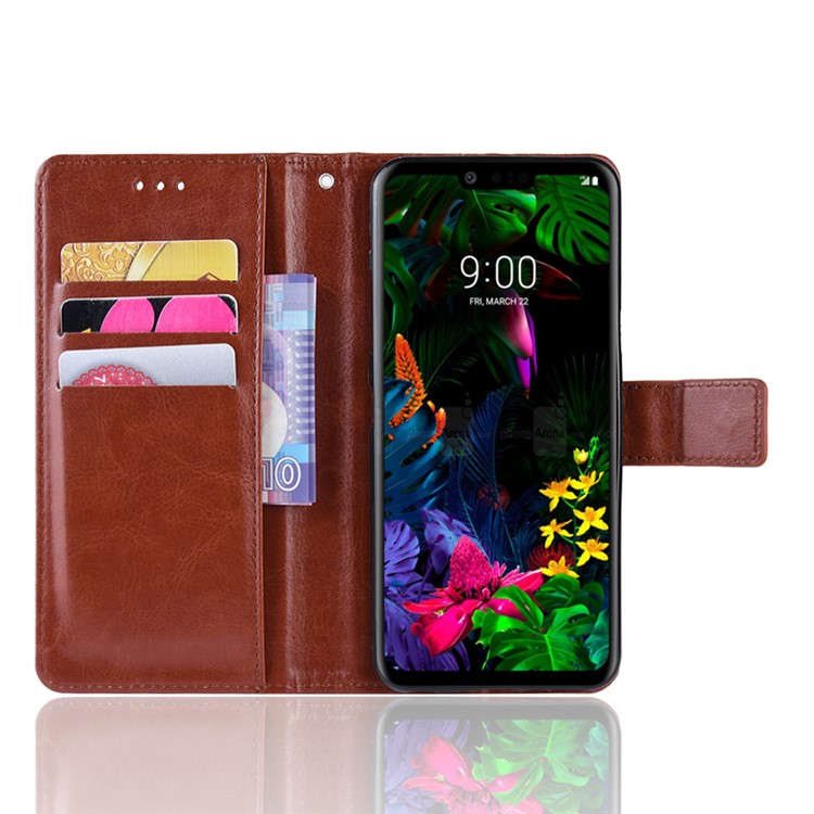 For LG G8 ThinQ Crazy Horse Wallet Leather Mobile Phone Cover - Brown-6