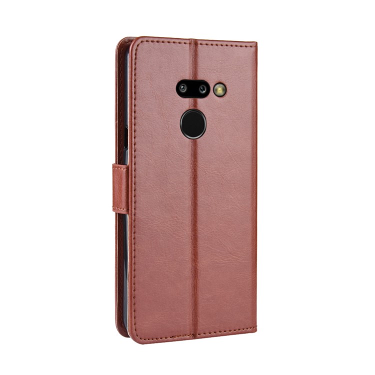 For LG G8 ThinQ Crazy Horse Wallet Leather Mobile Phone Cover - Brown-8