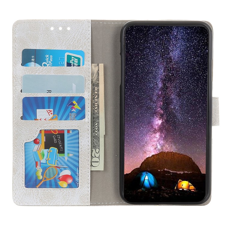 Crazy Horse Leather Wallet Stand Case for LG V50 ThinQ 5G - White-12