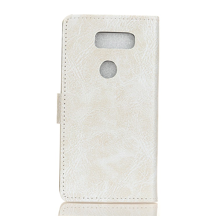 Crazy Horse Leather Wallet Stand Case for LG V50 ThinQ 5G - White-2