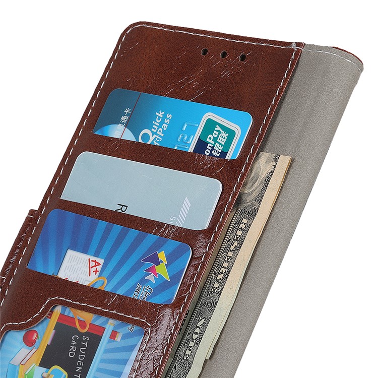 Crazy Horse Leather Wallet Stand Case for LG V50 ThinQ 5G - Brown-10