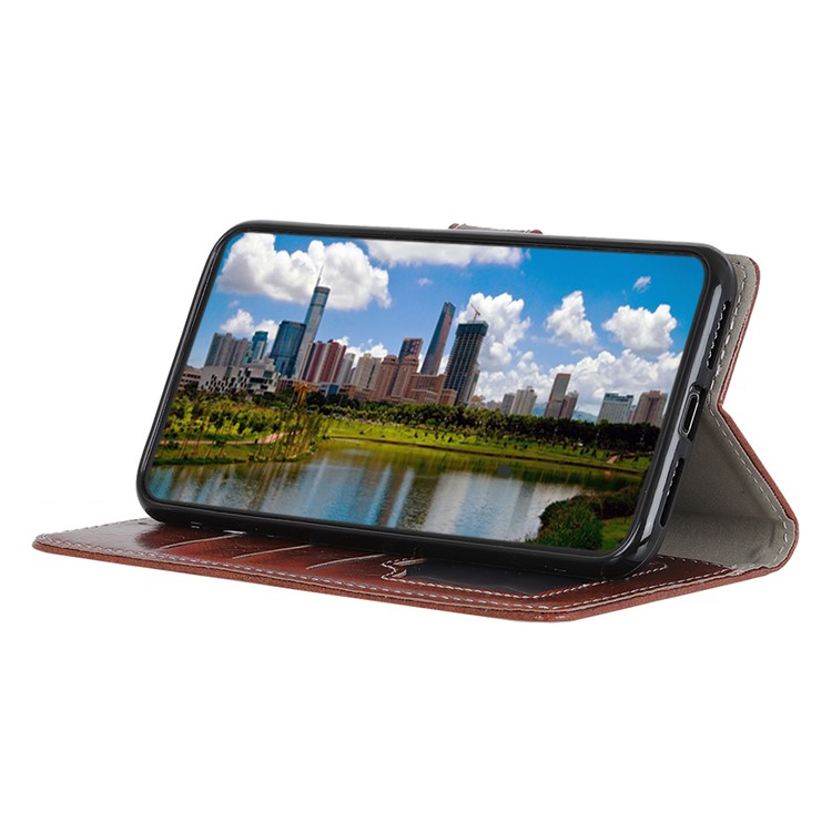 Crazy Horse Leather Wallet Stand Case for LG V50 ThinQ 5G - Brown-11