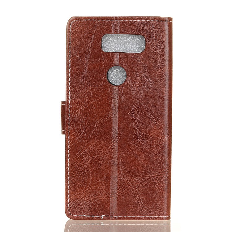 Crazy Horse Leather Wallet Stand Case for LG V50 ThinQ 5G - Brown-2