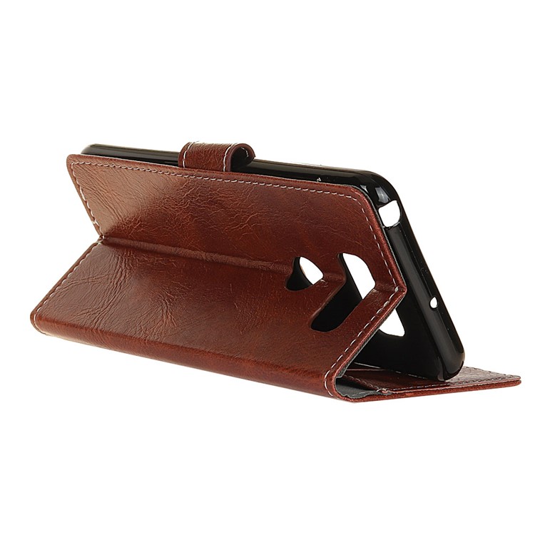 Crazy Horse Leather Wallet Stand Case for LG V50 ThinQ 5G - Brown-3
