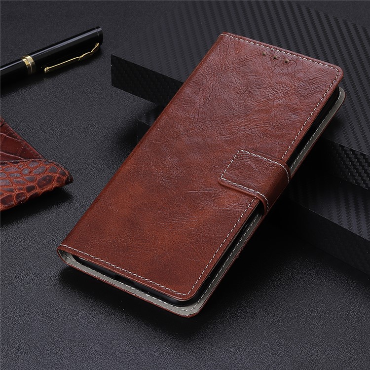 Crazy Horse Leather Wallet Stand Case for LG V50 ThinQ 5G - Brown-4