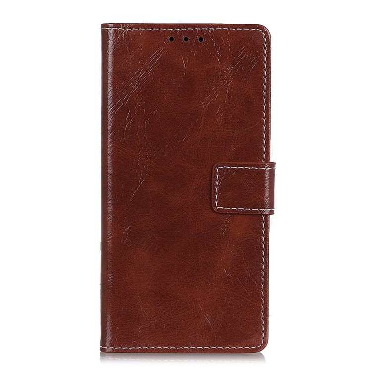 Crazy Horse Leather Wallet Stand Case for LG V50 ThinQ 5G - Brown-5