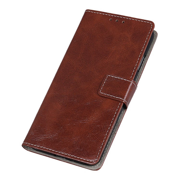 Crazy Horse Leather Wallet Stand Case for LG V50 ThinQ 5G - Brown-8