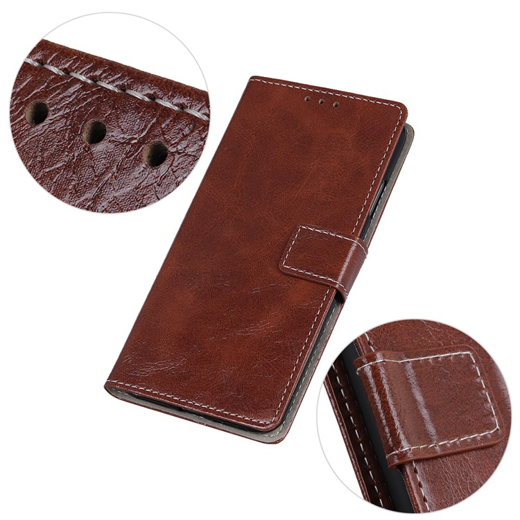 Crazy Horse Leather Wallet Stand Case for LG V50 ThinQ 5G - Brown-9