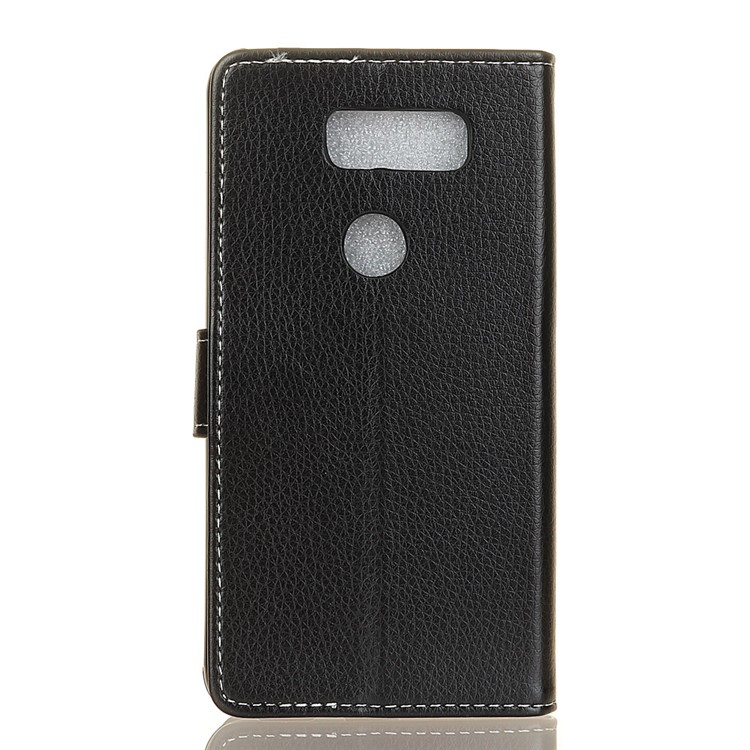 Litchi Skin Wallet Leather Stand Case for LG V50 ThinQ 5G - Black-2
