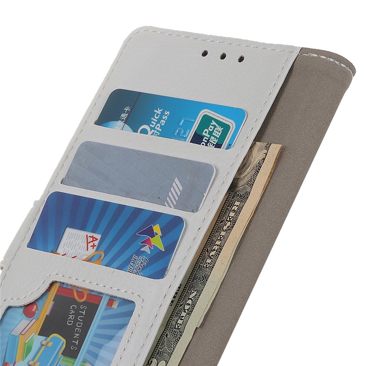 Litchi Skin Wallet Leather Stand Case for LG V50 ThinQ 5G - White-10