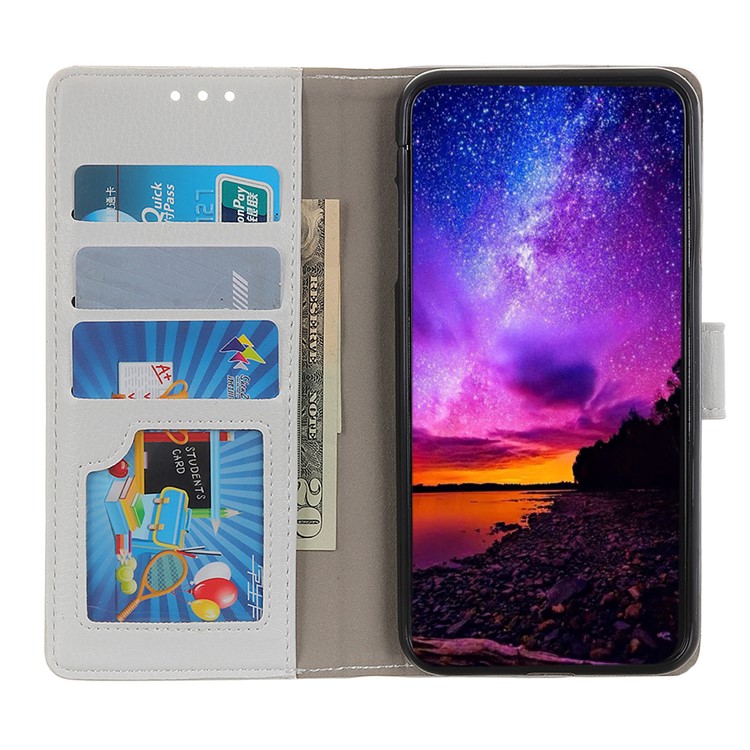 Litchi Skin Wallet Leather Stand Case for LG V50 ThinQ 5G - White-12
