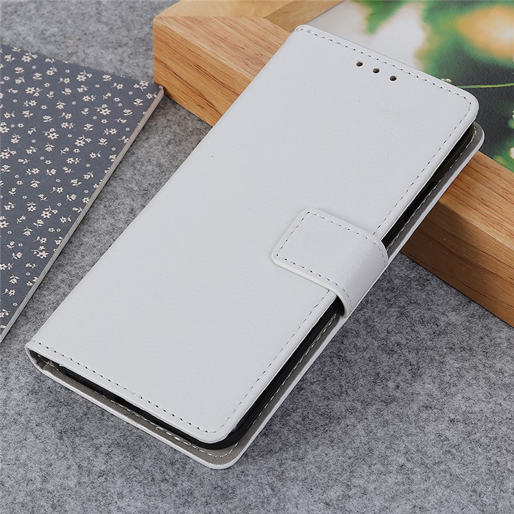 Litchi Skin Wallet Leather Stand Case for LG V50 ThinQ 5G - White-4