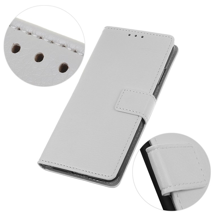Litchi Skin Wallet Leather Stand Case for LG V50 ThinQ 5G - White-9