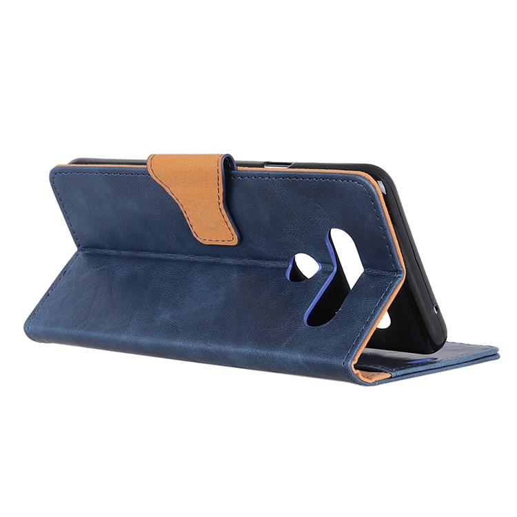 Crazy Horse Split Leather Wallet Stand Phone Case for LG V50 ThinQ 5G - Blue-10