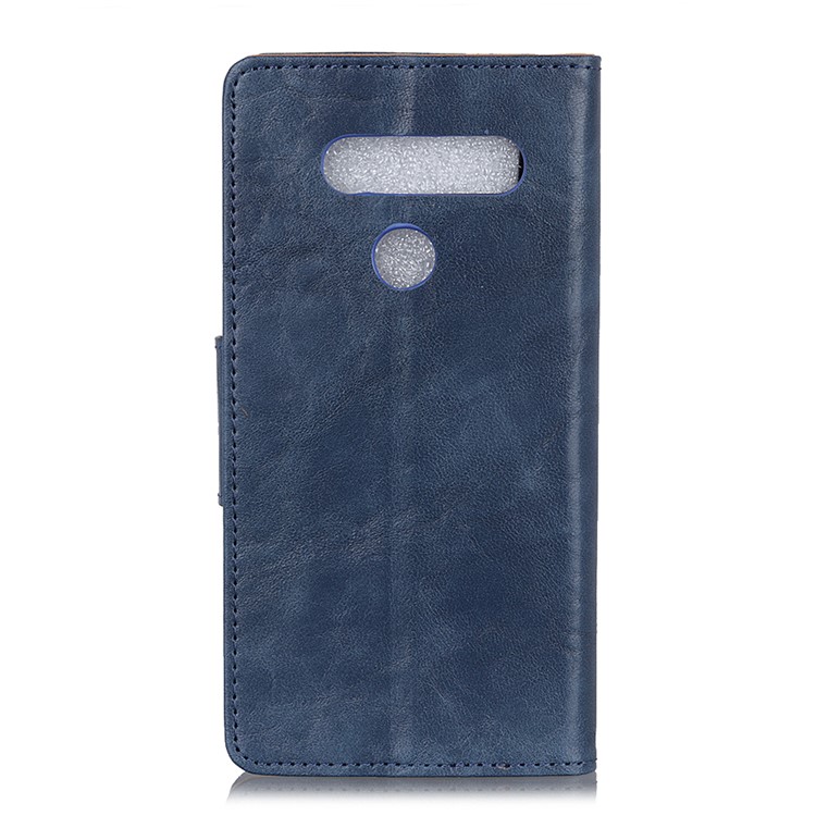 Crazy Horse Split Leather Wallet Stand Phone Case for LG V50 ThinQ 5G - Blue-11