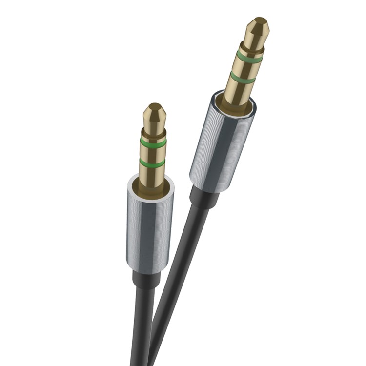 ROCK 1M 3.5mm Male to Male Gold-plated AUX Auxiliary Stereo Audio Cable - Grey-1