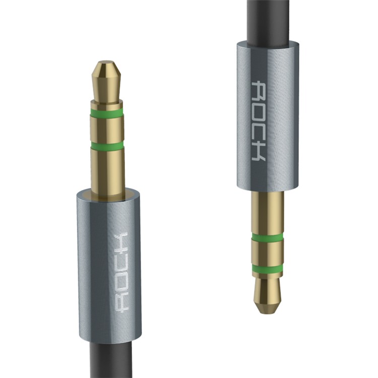 ROCK 1M 3.5mm Male to Male Gold-plated AUX Auxiliary Stereo Audio Cable - Grey-2